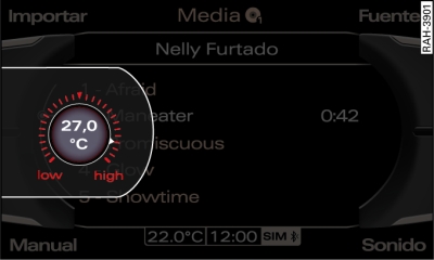 Pantalla: Ajuste de la temperatura